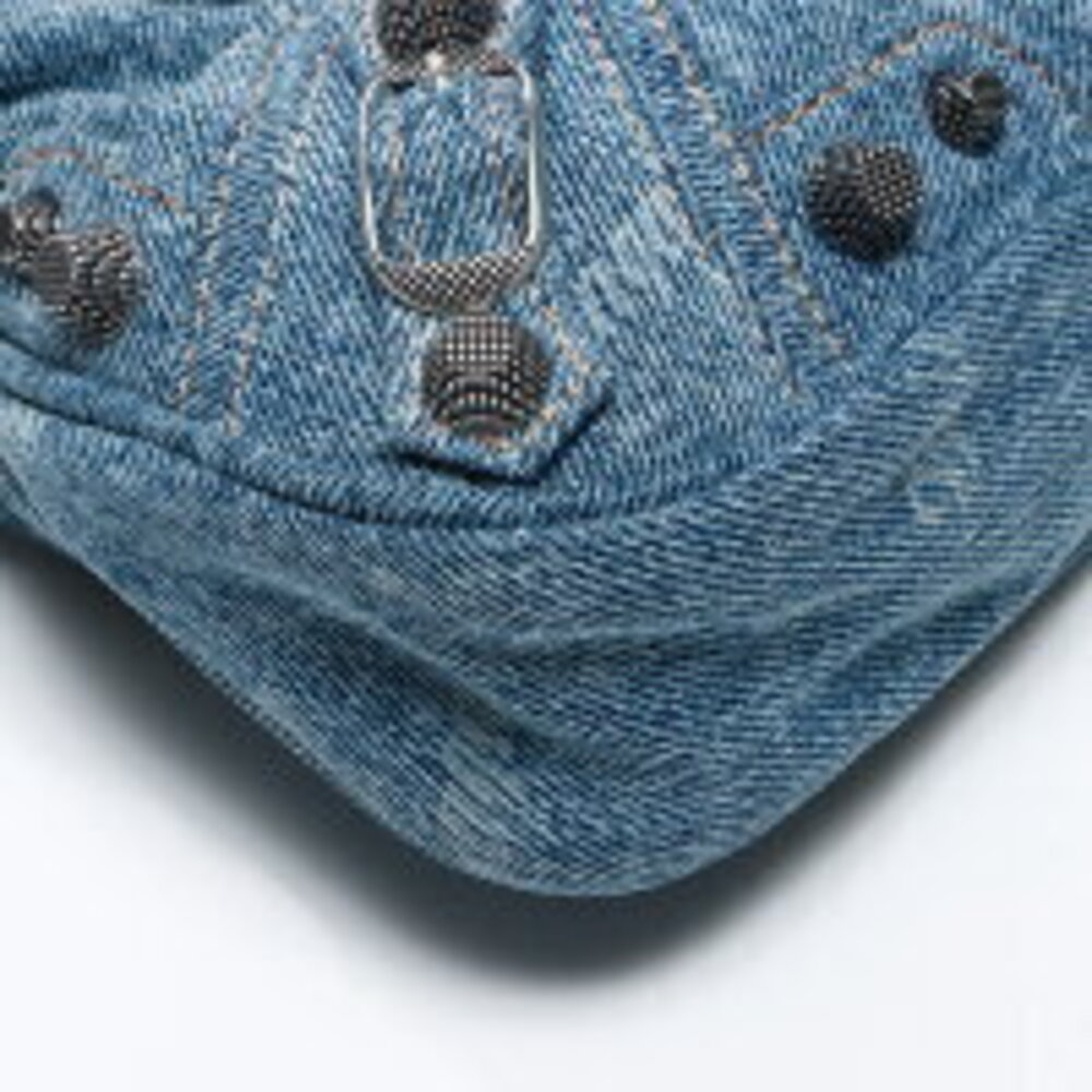 Balenciaga Le Cagole XS Denim Giant Shoulder Bag Navy Blue - Picture 6 of 13